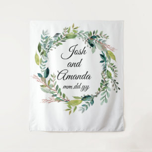 Custom Greenery Wedding Reception Photo Booth Prop Tapestry