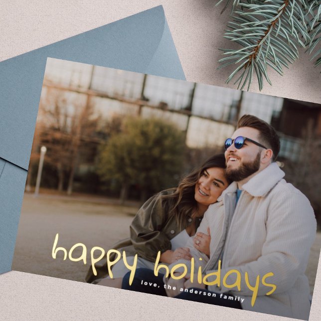 Custom Greeting Gold Family Photo Happy (Creator Uploaded)