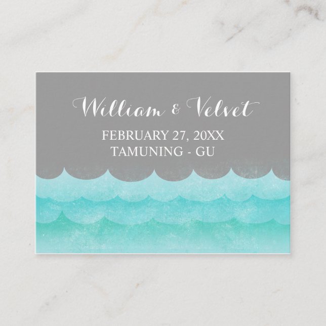 Custom Grey At Sea Nautical Place Cards (Front)