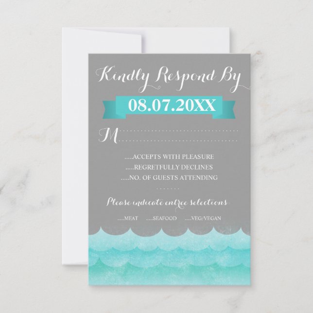 Custom Grey At Sea Nautical RSVP Cards (Front)