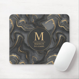 Custom Grey Black and Gold Glitter Marble Pattern Mouse Pad