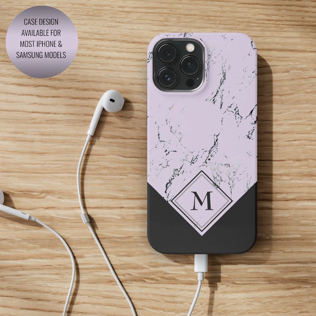 Custom Grey Black Marble On Lavender Violet Pink Case-Mate iPhone Case (Creator Uploaded)
