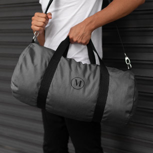 Custom Grey Black Monogram Initial Sport Gym Duffle Bag