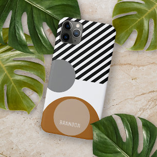 Custom Grey Black White Brown Circles Art Pattern Case-Mate iPhone Case