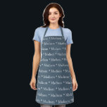 Custom grey blue white name text pattern apron<br><div class="desc">Custom grey blue white name text pattern Apron
you can change the name or text.

Great for cooks,  chefs,  pottery,  ceramics,  crafts,  work,  kitchen,  baking,  bbq,  grill,  and also businesses and stores,  etc</div>