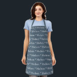 Custom grey blue white name text pattern apron<br><div class="desc">Custom grey blue white name text pattern Apron
you can change the name or text.

Great for cooks,  chefs,  pottery,  ceramics,  crafts,  work,  kitchen,  baking,  bbq,  grill,  and also businesses and stores,  etc</div>