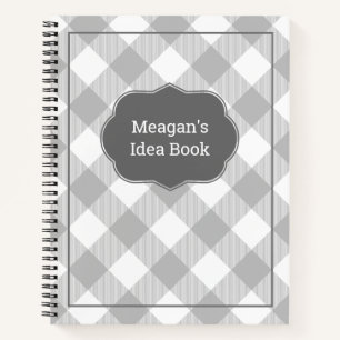 Custom Grey Buffalo Plaid Notebook