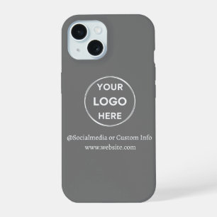 Custom Grey Business Logo Branded iPhone 15 Case