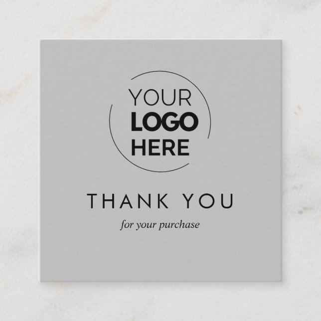 Custom Grey Business Logo QR Code Thank You Discount Card (Front)