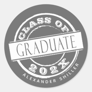 Custom Grey Class of Graduate  Classic Round Sticker