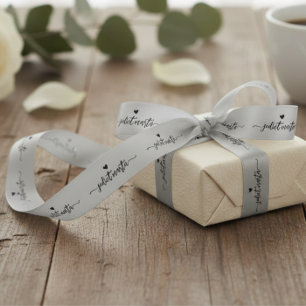 Custom grey cut and sew signature name satin tag  ribbon
