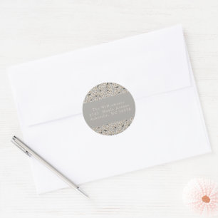 Custom Grey Elegant Christmas Return Address Classic Round Sticker