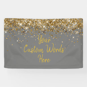 Custom Grey Grey & Gold Birthday Party Photo Booth Banner