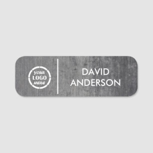 Custom Grey Marble Business Logo Personalised Name Tag