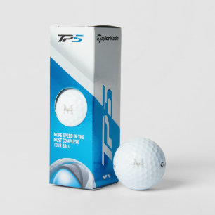 Custom Grey Monogram & Gold Script Name TaylorMade Golf Balls