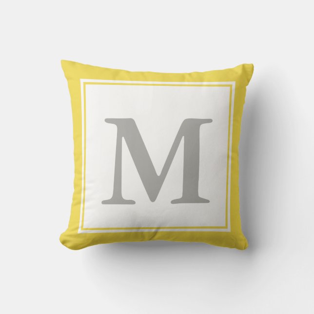 Custom Grey Monogram on Yellow Cushion (Front)
