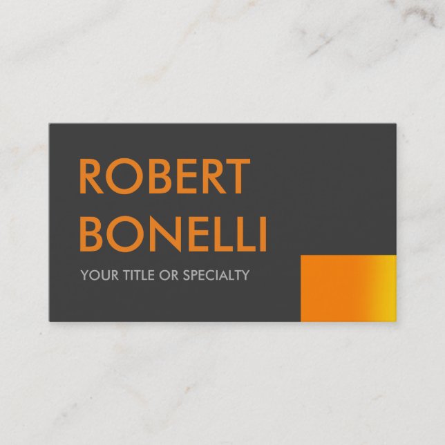 Custom Grey Orange Bold Tex Standard Business Card (Front)