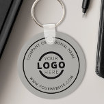 Custom Grey Promotional Business Logo Branded Key Ring<br><div class="desc">Easily personalise this coaster with your own company logo or custom image. You can change the background colour to match your logo or corporate colours. Custom branded keychains with your business logo are useful and lightweight giveaways for clients and employees while also marketing your business. No minimum order quantity. Bring...</div>