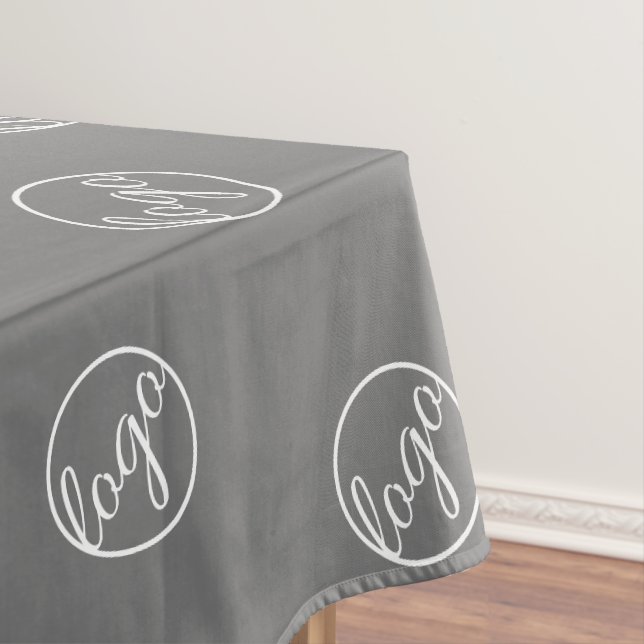 Custom Grey Restaurant Trade Show Logo Business Tablecloth (In Situ)