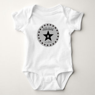 Custom Grey Star Monogram Baby Bodysuit