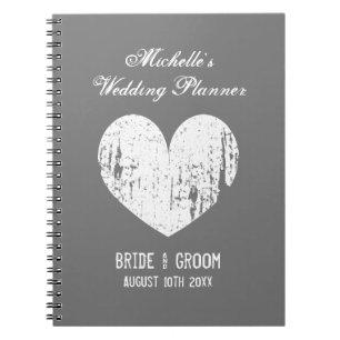 Custom grey wedding planner organiser notebook