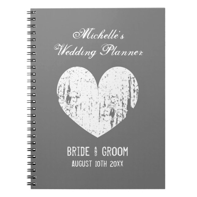 Custom grey wedding planner organiser notebook (Front)
