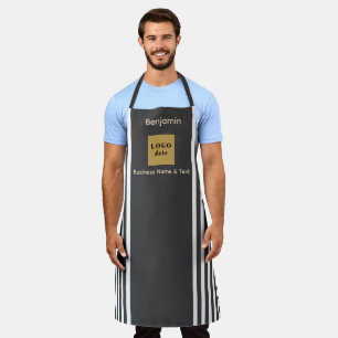 Custom Grey & White Stripe Apron