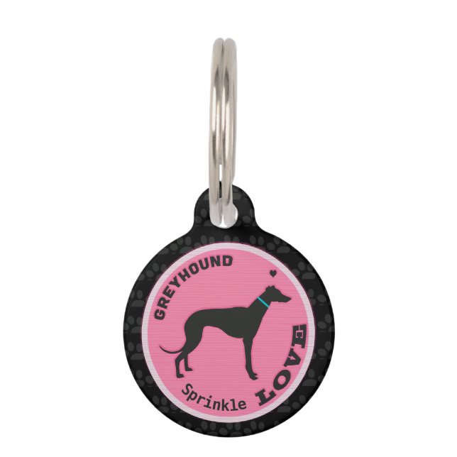 Custom Greyhound Dog Pet Tag (Front)