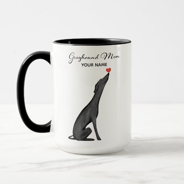 Custom Greyhound Mum Mug, Personalised, coffee mug (Left)