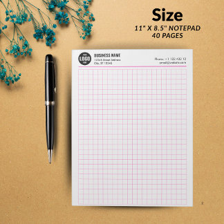 Custom Grid Notepad 5 Sq/Inch with Logo & Info