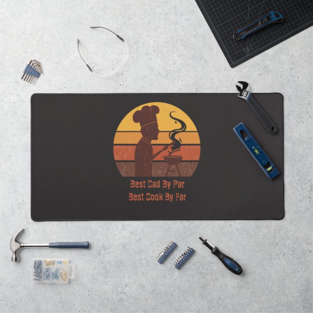 Custom Grill Master Dad Retro Sunset Personalised  Desk Mat (Workstation)