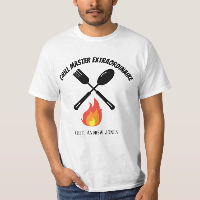 Custom Grill Master Extraordinaire funny grilling  T-Shirt (Front)