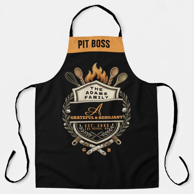 Custom Grill Master Monogram Apron -BBQ Chef Apron (Front)