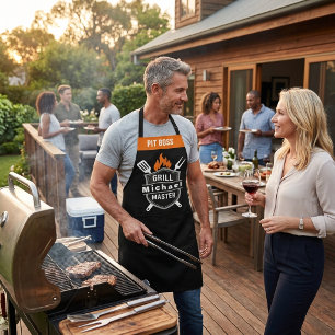 Custom Grill Master Monogram Apron - BBQ Chef Gift