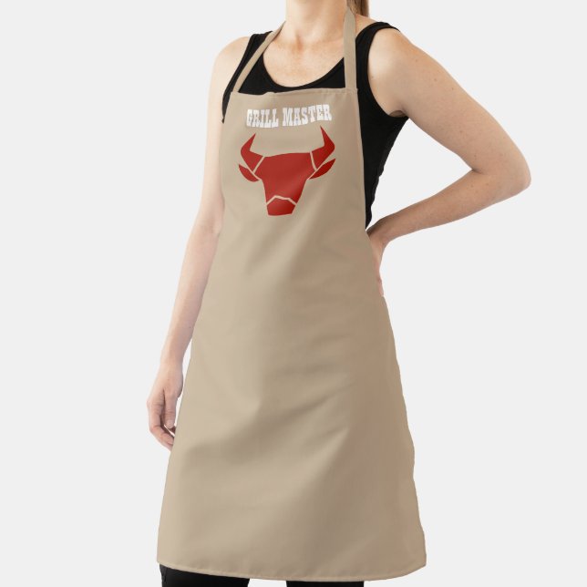 Custom Grill Master Red Bull Head Apron (Insitu)