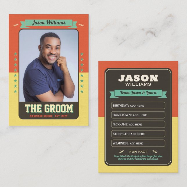 Custom Groom Trading Cars, Fun Wedding Favour Groo Calling Card (Front/Back)