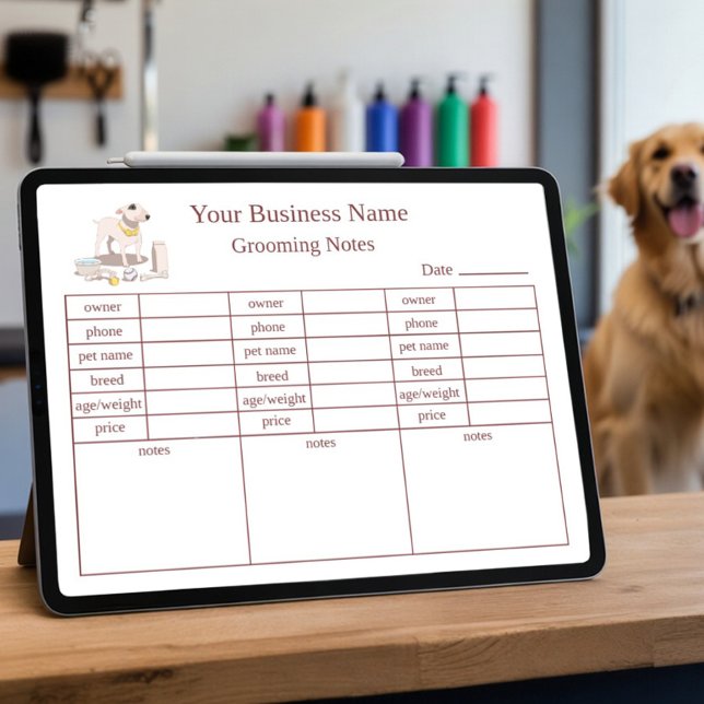 Custom Grooming Notes Pet Salon Template  Poster (Creator Uploaded)