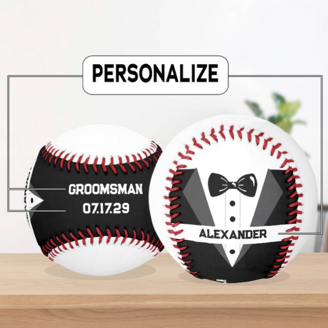 Custom Groomsman Baseball – Personalised Text (Creator Uploaded)