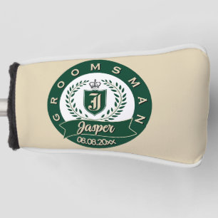 Custom Groomsman Name Laurel Wreath Wedding Golf Head Cover