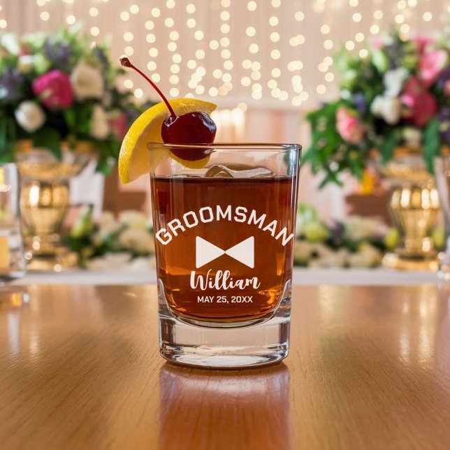 Custom Groomsman whiskey glass set of 2 (Creator Uploaded)