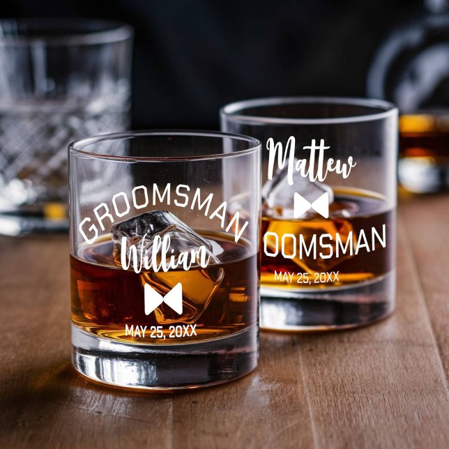 Custom Groomsman whiskey glass set of 2 (groomsman whisky glass set of 2)