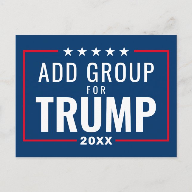 Custom Group for Trump 2024 - red white blue Postcard (Front)