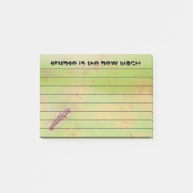 Custom Grunge Welded Metal Green Rusty Patina Post-it Notes (Front)