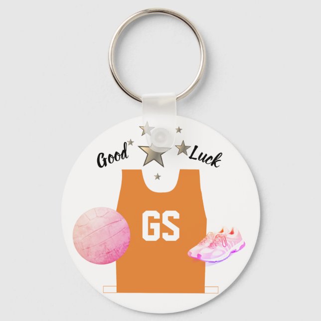 Custom GS Goal Shooter Netball Good Luck Keyring (Front)