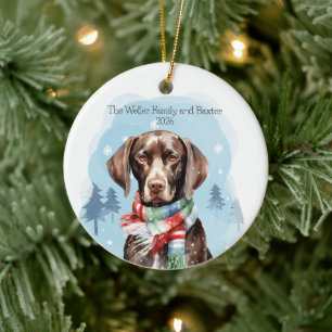 Custom GSP German Shorthaired Pointer Family Ceramic Tree Decoration