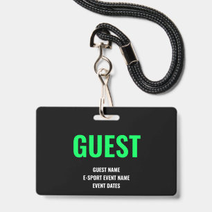 Custom Guest Access Minimalist E-Sport Green ID Badge