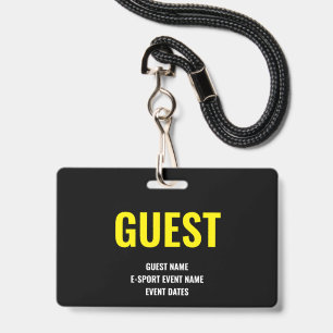 Custom Guest Access Minimalist E-Sport Yellow ID Badge