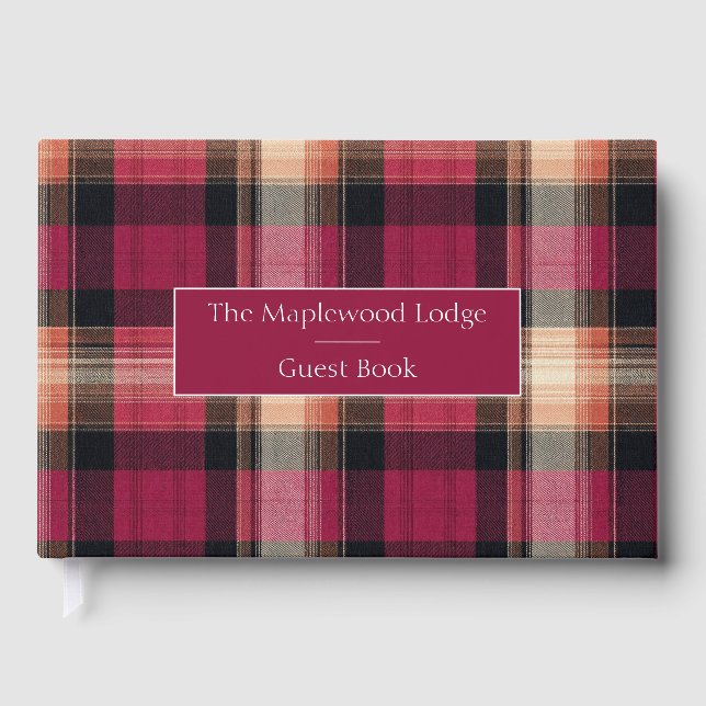 Custom Guest Book Gingham Style Vacation Rentals (Front)