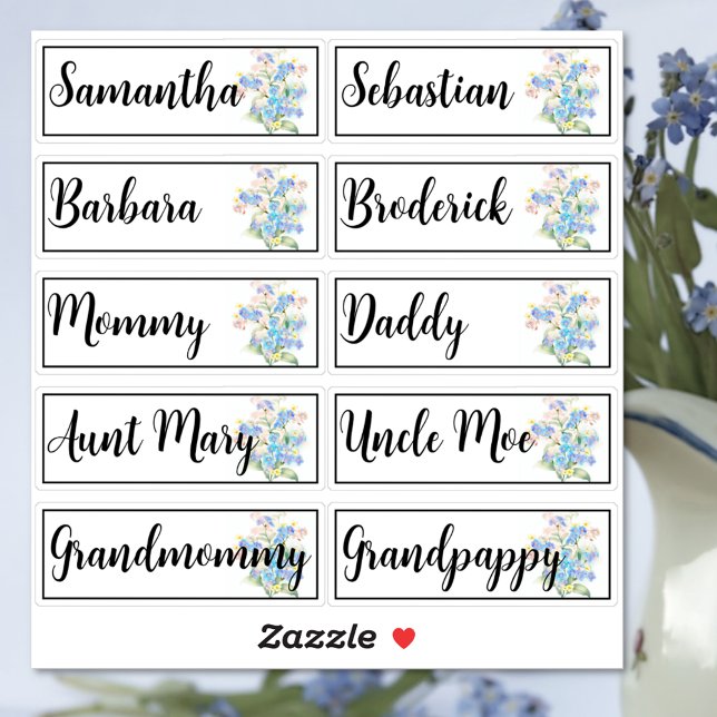 Custom Guest List 10 Names Forget-me-nots Flowers (Creator Uploaded)