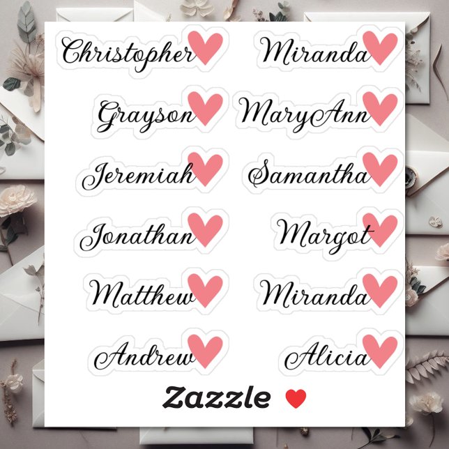 Custom Guest List 12 Names Calligraphy Peach Heart (Creator Uploaded)